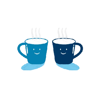 Animiertes Bild von zwei blauen Tassen - Gif