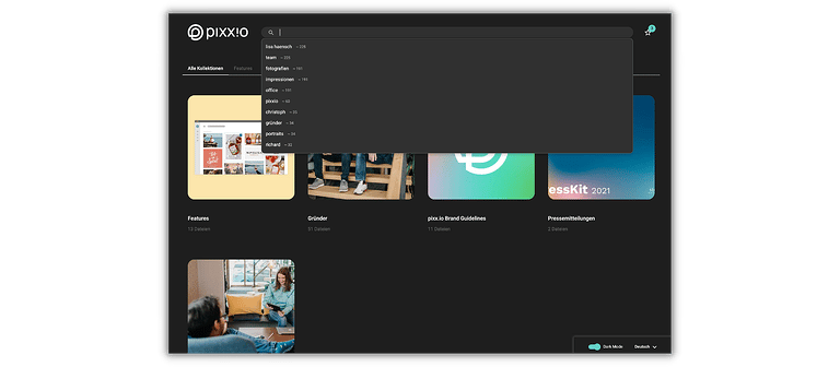 Ein Screenshot des User Interface aus der pixxio Software