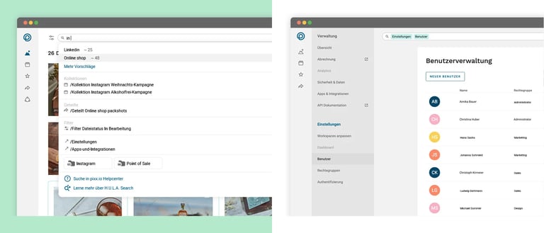 Screenshot aus dem User Interface - pixxio Relaunch