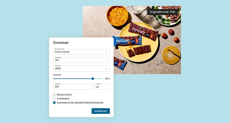 individuelle pixx.io Downloadeinstellungen