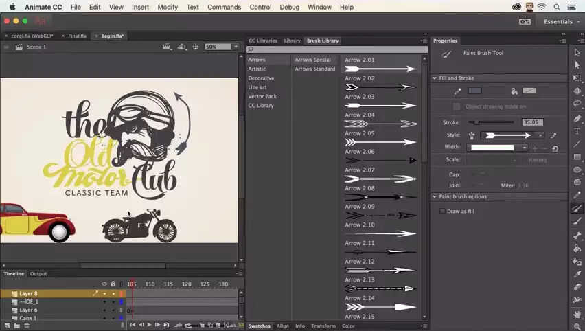 Programm Animate CC von Adobe für die Bearbeitung animierter Grafiken und bewegten Bildern