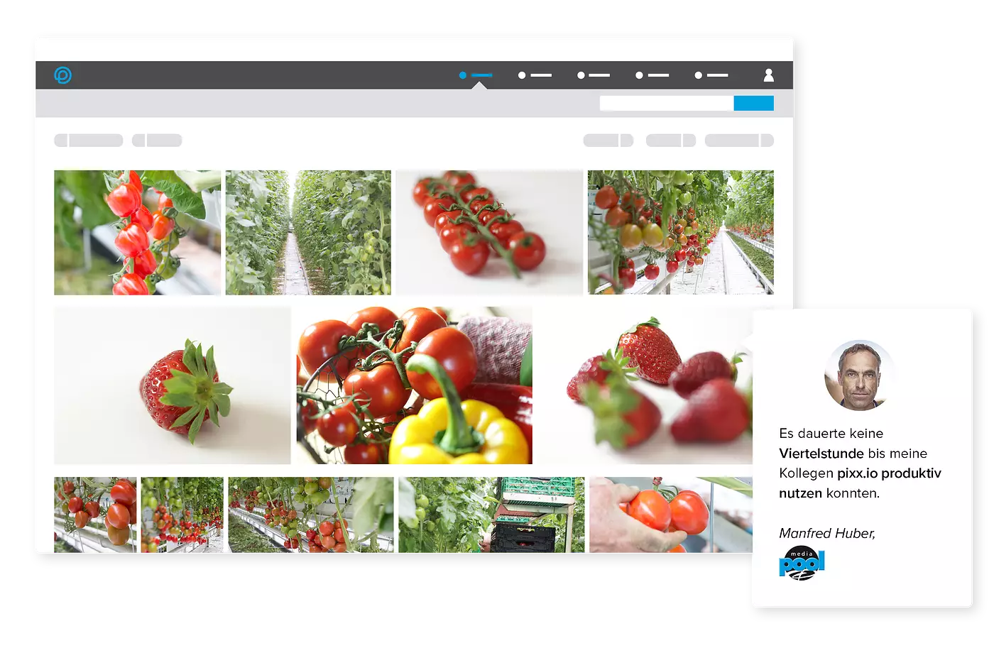 Professionelle Fotodatenbank - Die pixx.io Bildverwaltungssoftware ist intuitiv und leicht bedienbar